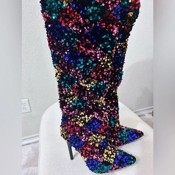 New Azalea Wang, Jimena Multi Stiletto Boot, Size 7.5 - Picture 4 of 8